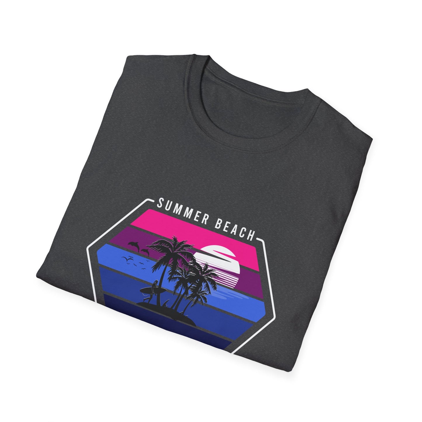 Stunning Tropical Sunset Surfer T-Shirt - Vibrant Beach Paradise Palm Tree Design Tee for Summer & Vacation