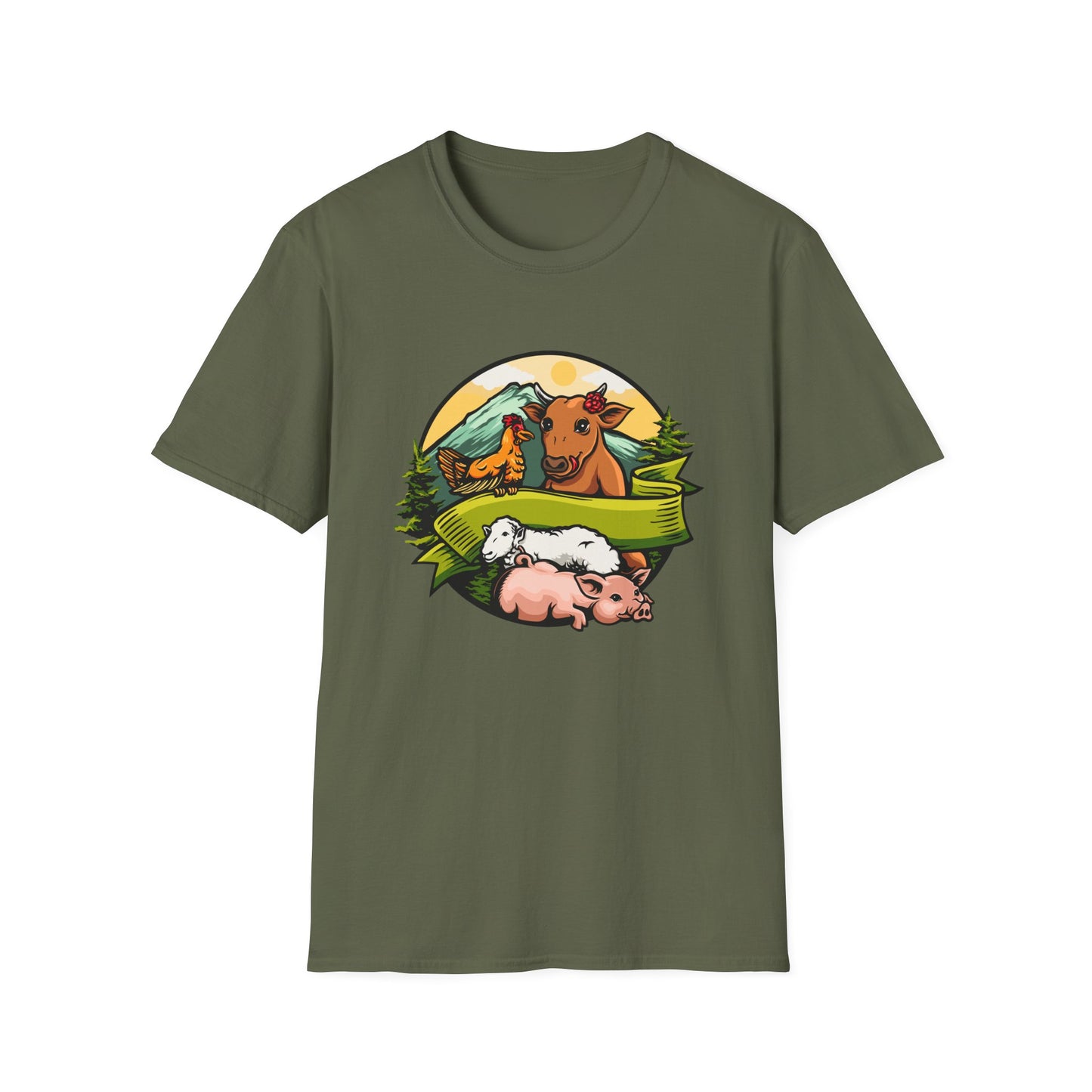 Charming Farm Animal Friends T-Shirt | Adorable Rustic Country Life Tee | Cow, Pig, Sheep & Chicken Design | Nature Lover's Gift