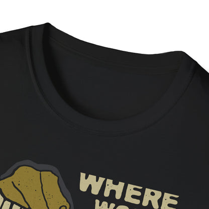 Expressive 'Where Words Fail Music Speaks' T-Shirt - Vintage Gramophone Design for Soulful Music Lovers