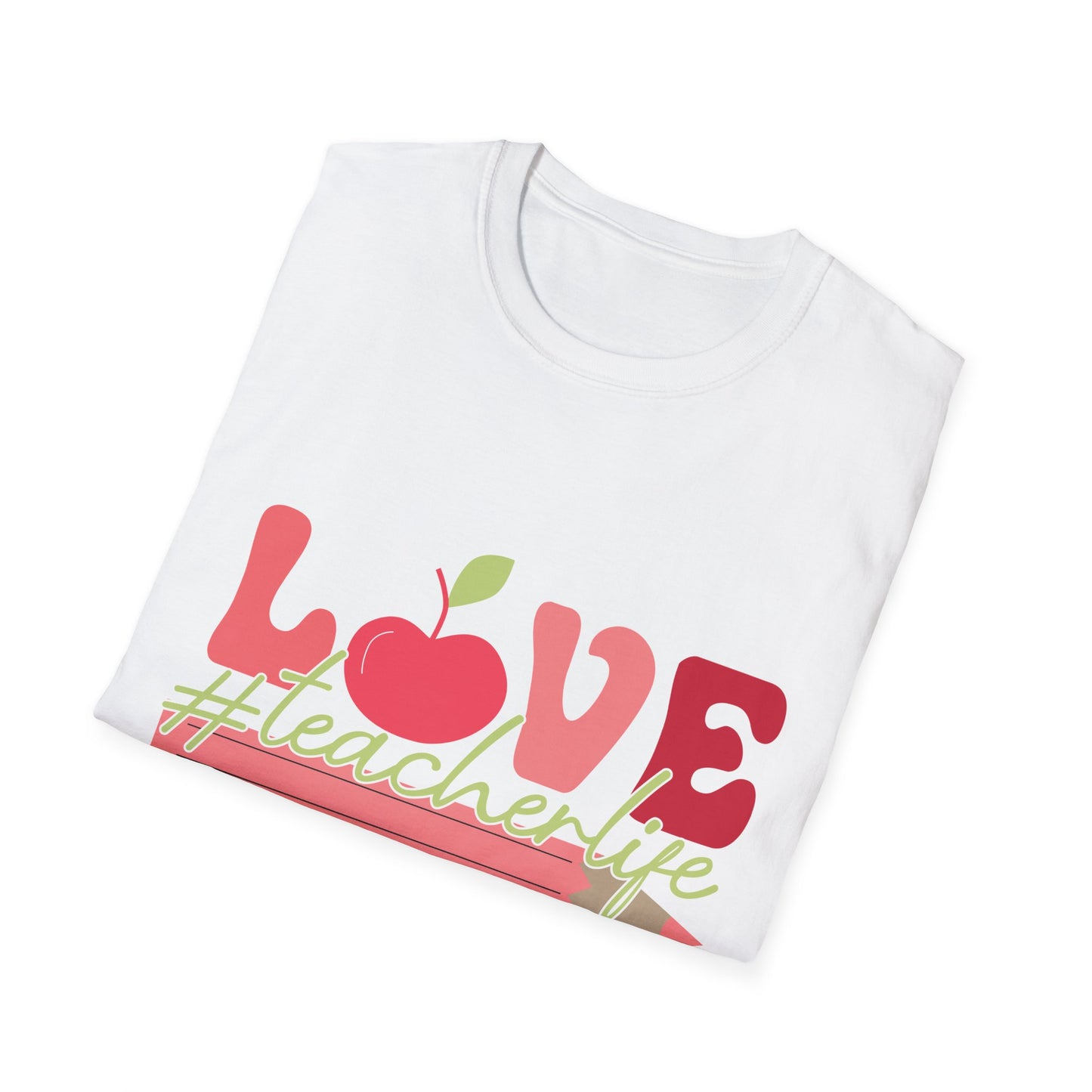LOVE #teacherlife Apple & Pencil T-Shirt – Adorable & Unique Tee for Educators, Teachers, & School Staff | Perfect Appreciation Gift!