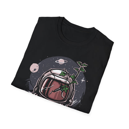Resilient Space Bloom Astronaut Helmet T-Shirt | Unique Cosmic Growth Graphic Tee for Nature & Sci-Fi Lovers