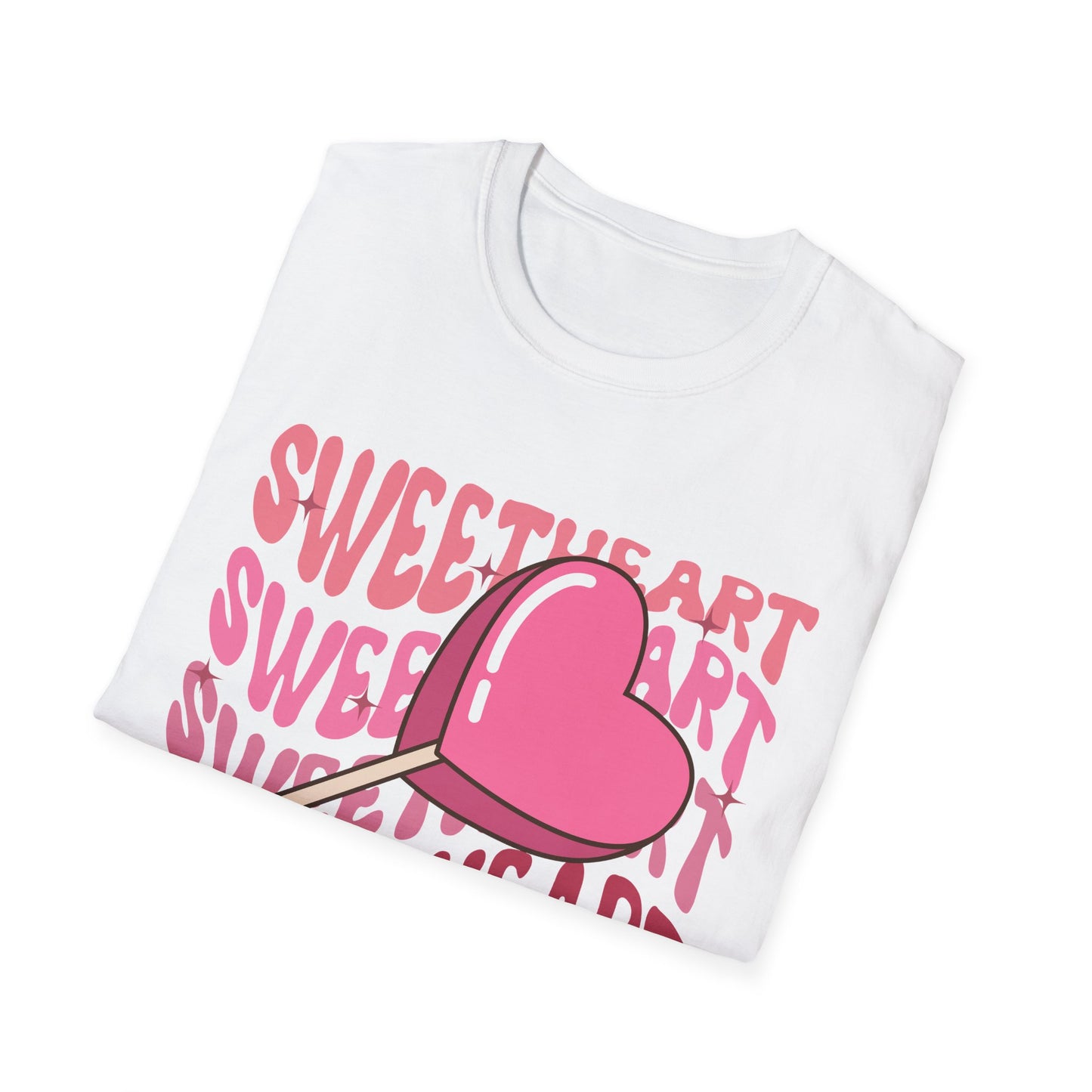 Charming Sweetheart Heart Lollipop T-Shirt - Groovy Retro Valentine's Day Gift for Her!
