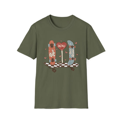 Retro Skateboard Valentine's T-Shirt | Be Mine Heart Breaker XOXO Tee | Trendy Vintage Skater Love Graphic Shirt