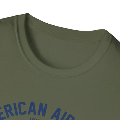 Vintage Skeleton Pilot Biplane T-Shirt - American Airways Fly Away Retro Aviation & Thrilling Thumbs Up Tee