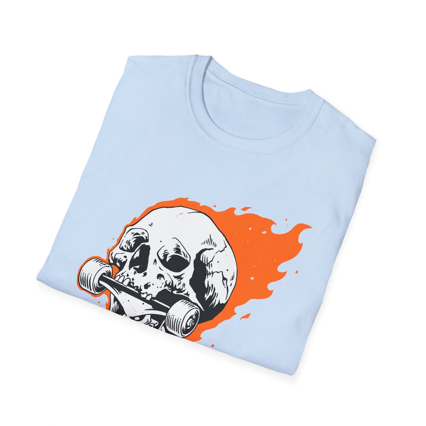 Epic Flaming Skull Skateboard T-Shirt – Rad Skater & Punk Rock Graphic Tee for Bold Street Style