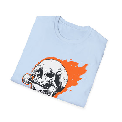 Epic Flaming Skull Skateboard T-Shirt – Rad Skater & Punk Rock Graphic Tee for Bold Street Style