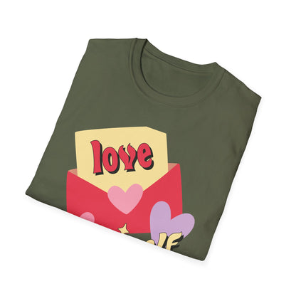 Empowering "Love Yourself" Retro T-Shirt | Chic Self-Care Message Tee | Adorable Hearts & Love Letter Design for Women