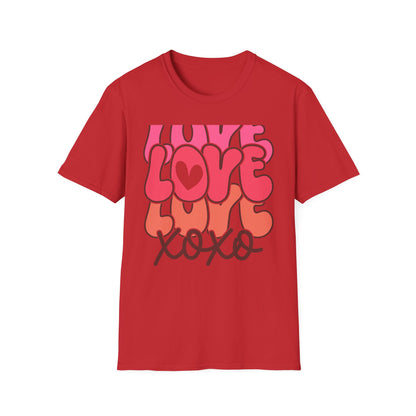Vibrant Groovy LOVE XOXO T-Shirt | Retro Heart Bubble Letters Tee | Sweet Valentine's Day & Everyday Love Gift