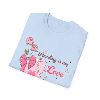 Enchanting "Reading is my Love" T-Shirt for Bookworms | Cute Pink Book & Roses Tee | Ultimate Gift for Avid Readers