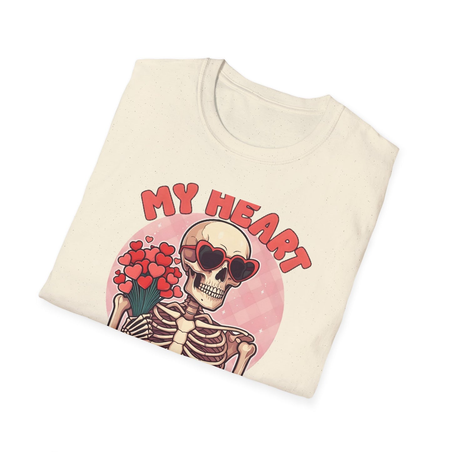 Adorably Spooky 'My Heart For You' Skeleton T-Shirt - Unique Valentine's Day & Romantic Gift Apparel for Couples