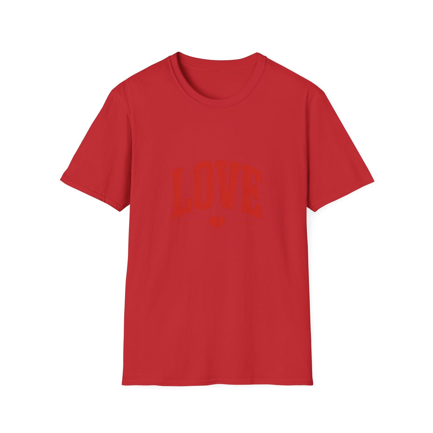 Bold Red LOVE Heart T-Shirt | Expressive Arched Graphic Tee | Stylish & Heartfelt Valentine's Day, Anniversary, Everyday Wear Gift