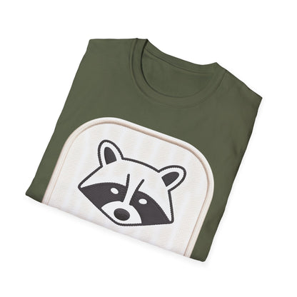 Hilarious "Snacks Required" Raccoon T-Shirt | Cute Embroidered Look Animal Lover Tee for Foodies & Casual Wear