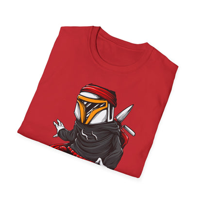 Epic Urban Mandalorian Graffiti Artist T-Shirt | Unique Sci-Fi Street Art Tee | Cool Bounty Hunter Fan Gift