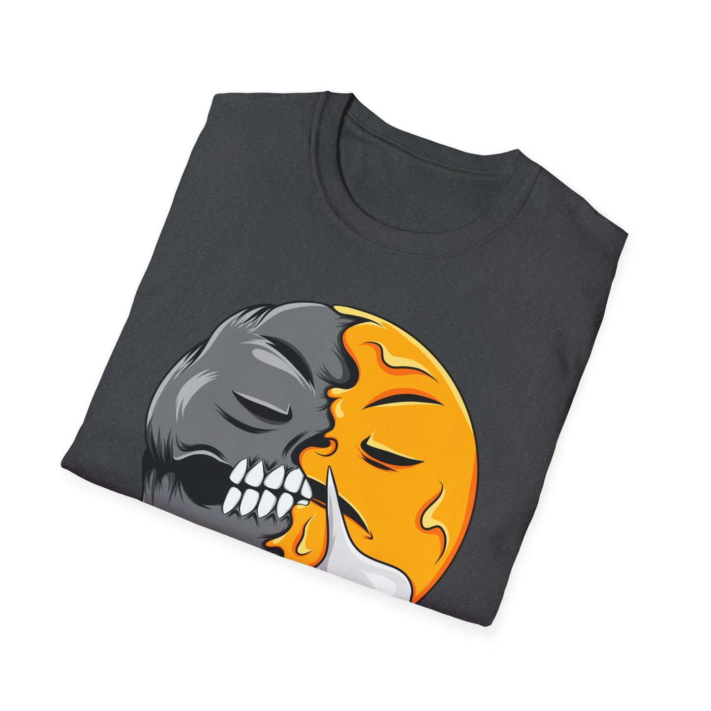Vibrant Sleepy Skull Moon T-Shirt | Edgy Celestial Vapor Graphic Tee - Unique Streetwear Art