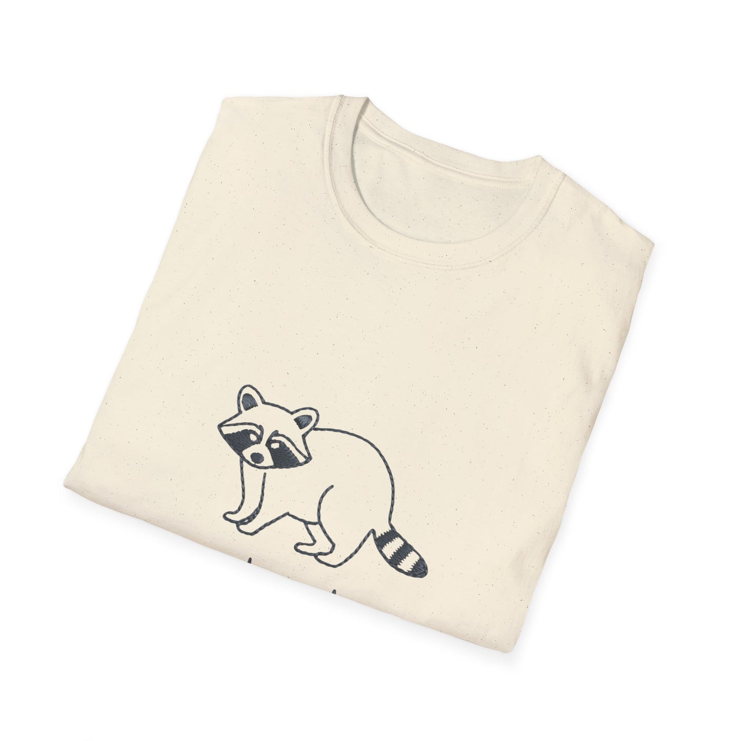 Hilarious Raccoon 'Snack Mode On' T-Shirt | Comfy Foodie Animal Tee | Unique Embroidered Look Gift for Snack Lovers